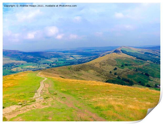 Great ridge in Peak District of Mam Tor Print by Andrew Heaps