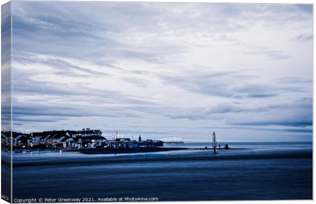 Teignmouth Across The River From Shaldon In Long Exposure Canvas Print by Peter Greenway