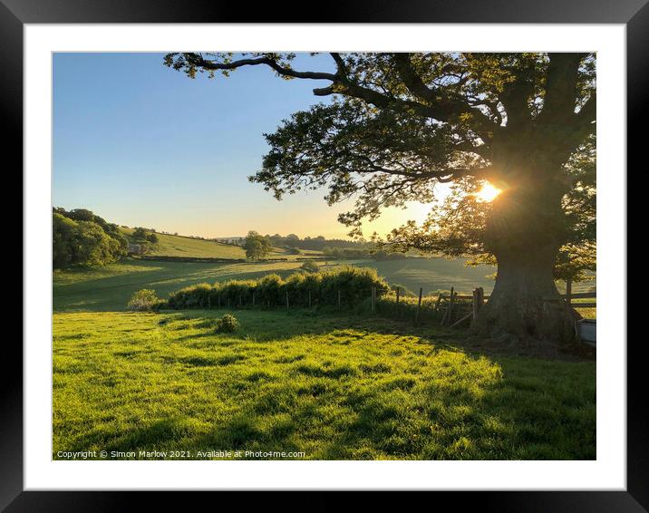 Radiant Sunrise Over Lush Shropshire Fields Framed Mounted Print by Simon Marlow