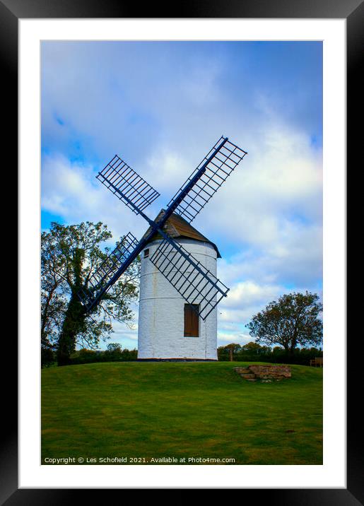 Ashton Windmill Somerset Framed Mounted Print by Les Schofield
