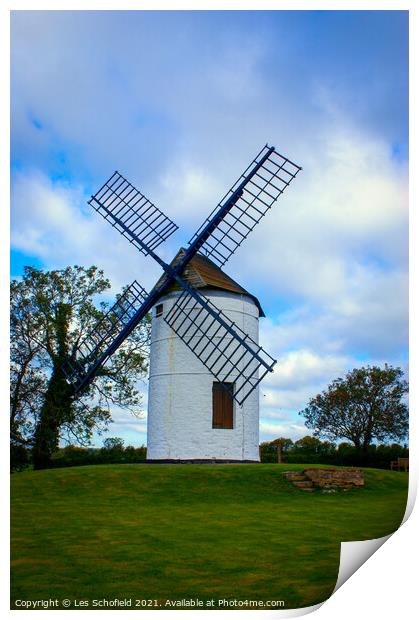 Ashton Windmill Somerset Print by Les Schofield