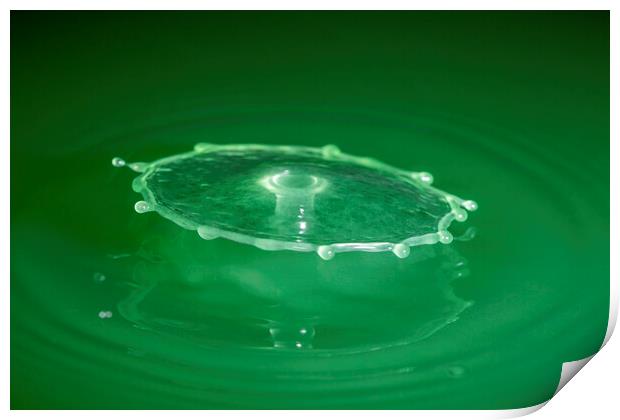Water Drop Collision in Green Print by Antonio Ribeiro