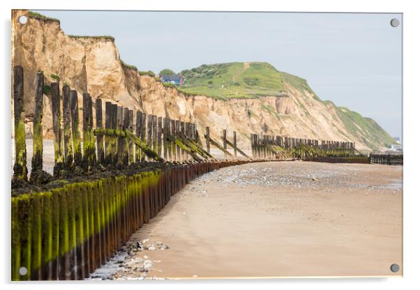 Sea defences protecting West Runton Acrylic by Jason Wells