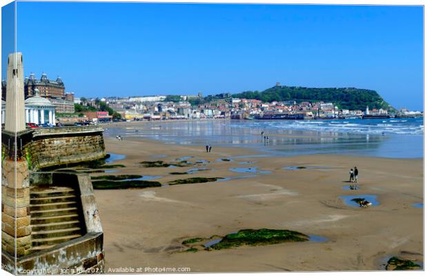 Scarborough Spa and beach at Low tide Yorkshire. Canvas Print by john hill