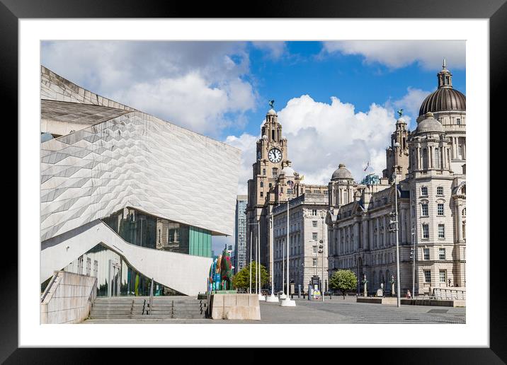 Museum of Liverpool next to the Three Graces Framed Mounted Print by Jason Wells