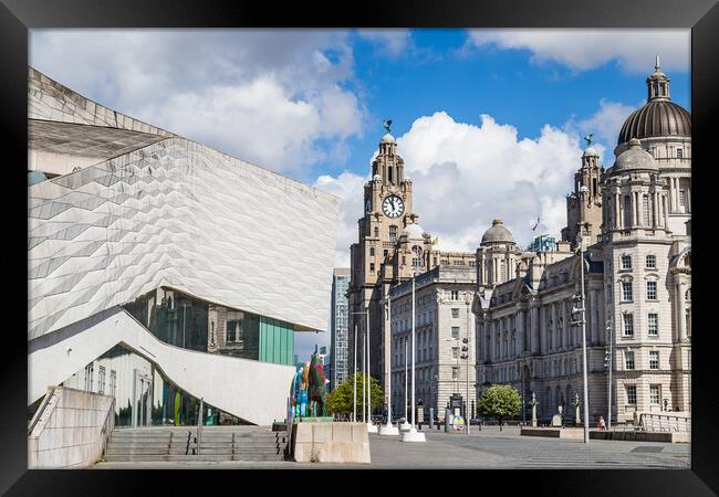 Museum of Liverpool next to the Three Graces Framed Print by Jason Wells