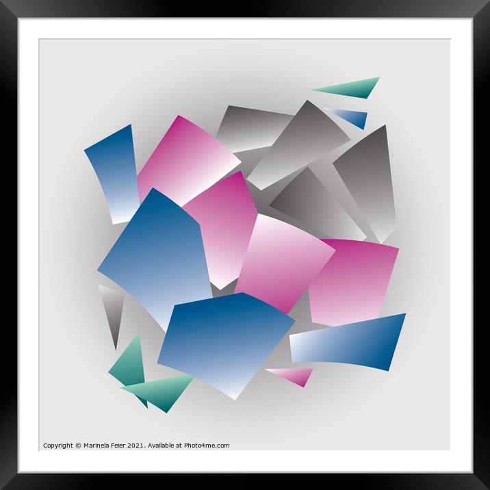Scattered colored shards Framed Mounted Print by Marinela Feier
