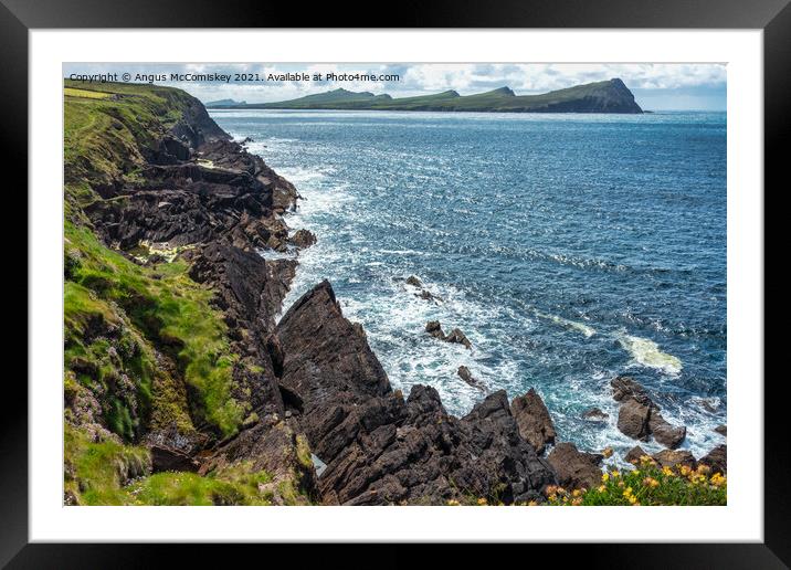 Sea cliffs at Feohanagh on the Dingle Peninsula Framed Mounted Print by Angus McComiskey