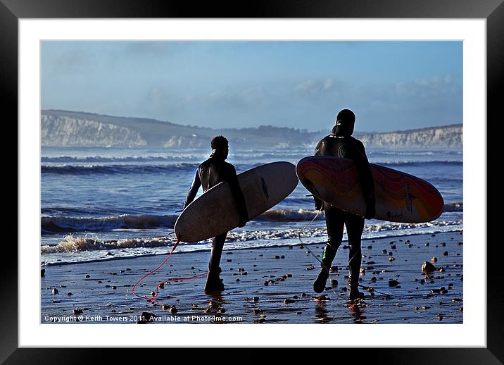 Surfing Isle of Wight Canvases & Prints Framed Mounted Print by Keith Towers Canvases & Prints