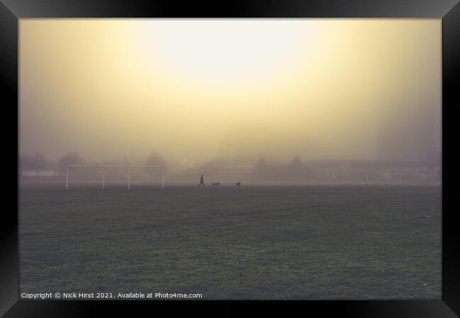 Dogs in the Mist Framed Print by Nick Hirst