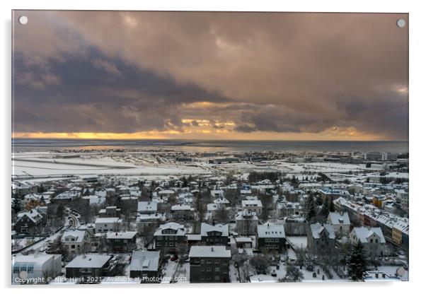 Reykjavik Rooftops Acrylic by Nick Hirst