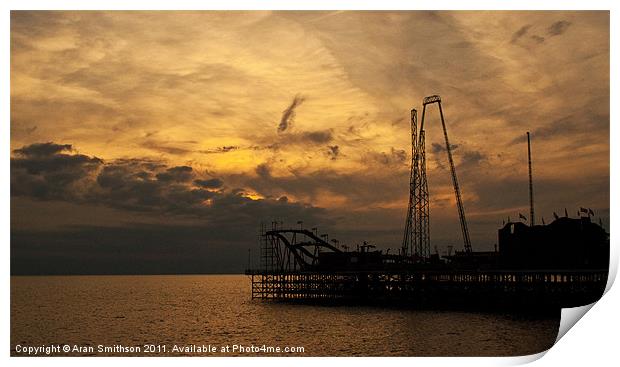 Sunset over the Pier Print by Aran Smithson
