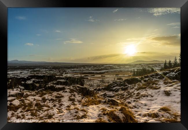 Sunny Snowscape Framed Print by Nick Hirst