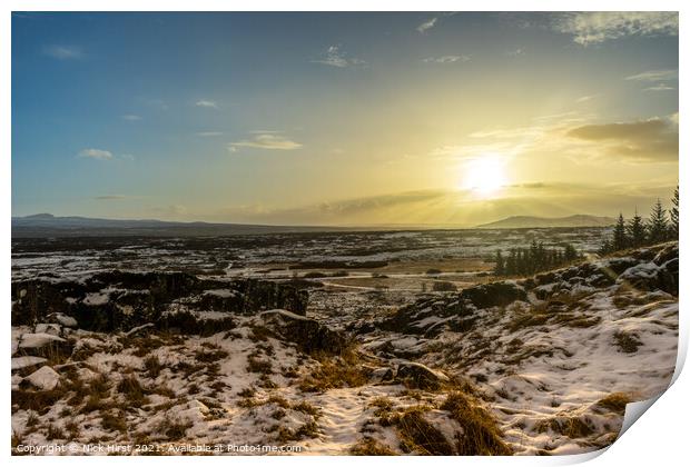 Sunny Snowscape Print by Nick Hirst