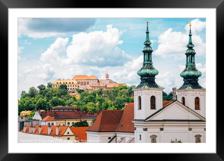 Spilberk Castle and Brno old town Framed Mounted Print by Sanga Park