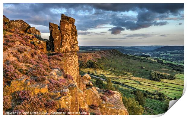 The Pinnacle Stone at sunset Print by Chris Drabble