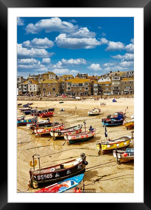 Lively Quayside and Beach Framed Mounted Print by Roger Mechan