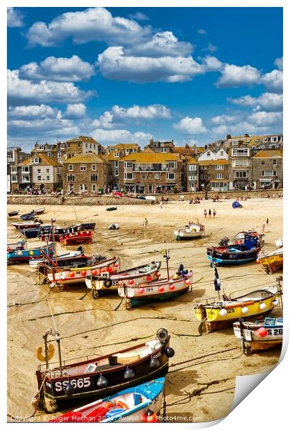 Lively Quayside and Beach Print by Roger Mechan