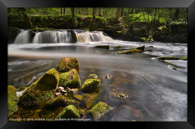 The waterfall at Yorkshire Bridge Framed Print by Chris Drabble