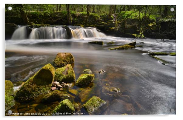 The waterfall at Yorkshire Bridge Acrylic by Chris Drabble