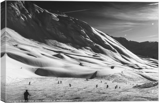 Monochrome Skiers Canvas Print by Nick Hirst