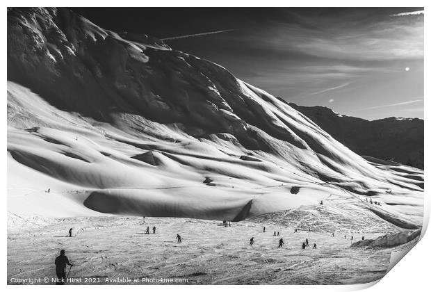 Monochrome Skiers Print by Nick Hirst