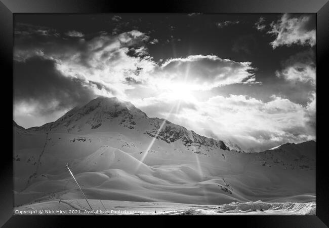 Sunlit Ski Slopes Framed Print by Nick Hirst