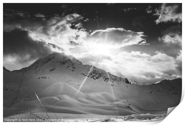 Sunlit Ski Slopes Print by Nick Hirst