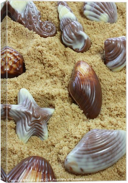 Chocolate Seashells Canvas Print by Nicola Clark