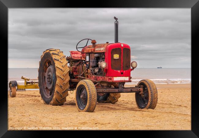 Red Nuffield Tractor Framed Print by Heather Sheldrick