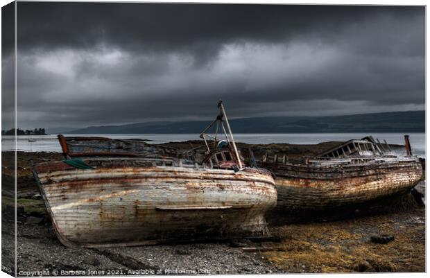 Abandoned Boats at Salen Isle of Mull Scotland Canvas Print by Barbara Jones