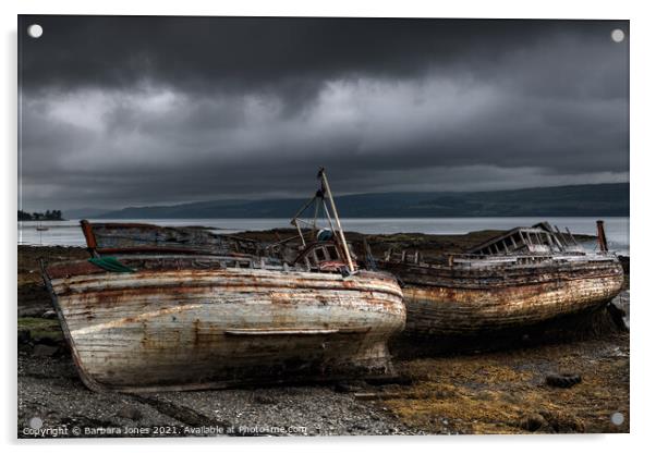 Abandoned Boats at Salen Isle of Mull Scotland Acrylic by Barbara Jones