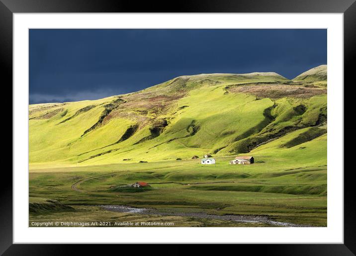 Iceland. Dramatic clouds, scenic landscape Framed Mounted Print by Delphimages Art