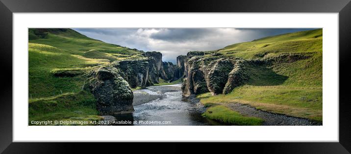 Iceland landscape. Fjadrargljufur canyon panorama Framed Mounted Print by Delphimages Art