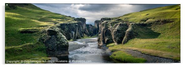 Iceland landscape. Fjadrargljufur canyon panorama Acrylic by Delphimages Art
