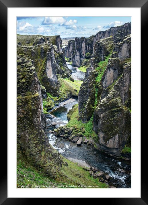 Iceland landscape. Fjadrargljufur canyon Framed Mounted Print by Delphimages Art