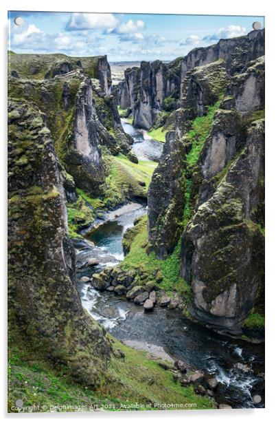 Iceland landscape. Fjadrargljufur canyon Acrylic by Delphimages Art