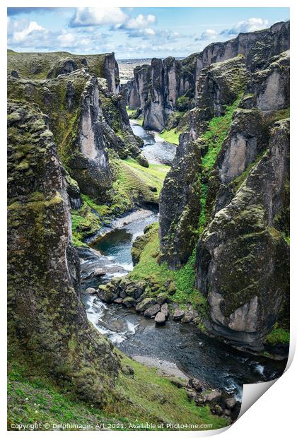 Iceland landscape. Fjadrargljufur canyon Print by Delphimages Art