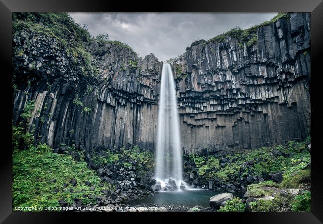 Iceland. Svartifoss scenic waterfall in Skaftafell Framed Print by Delphimages Art
