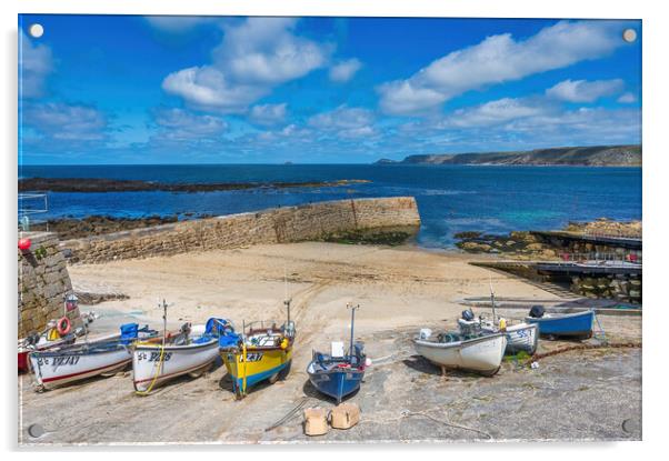 Sennen Cove Fishing Boats Acrylic by Tracey Turner