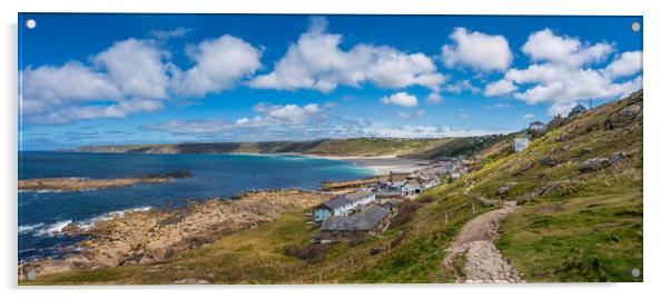 Stunning Panoramic View of Sennen Cove and Beach  Acrylic by Tracey Turner
