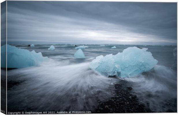 Iceland. Iceberg on Diamond Beach Canvas Print by Delphimages Art