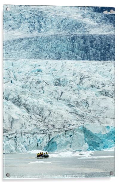 Iceland. Zodiac boat in glacier lagoon Acrylic by Delphimages Art