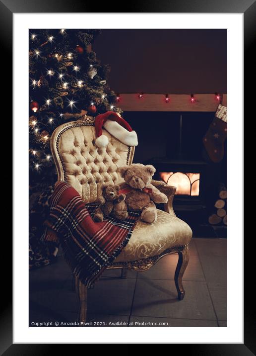 Teddies At Christmas Framed Mounted Print by Amanda Elwell