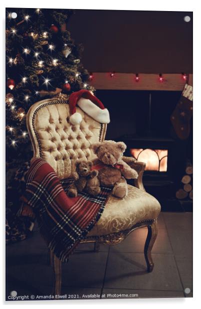 Teddies At Christmas Acrylic by Amanda Elwell