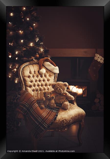 Festive Christmas By Roaring Fire Framed Print by Amanda Elwell