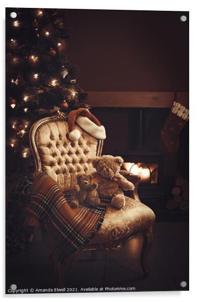 Festive Christmas By Roaring Fire Acrylic by Amanda Elwell