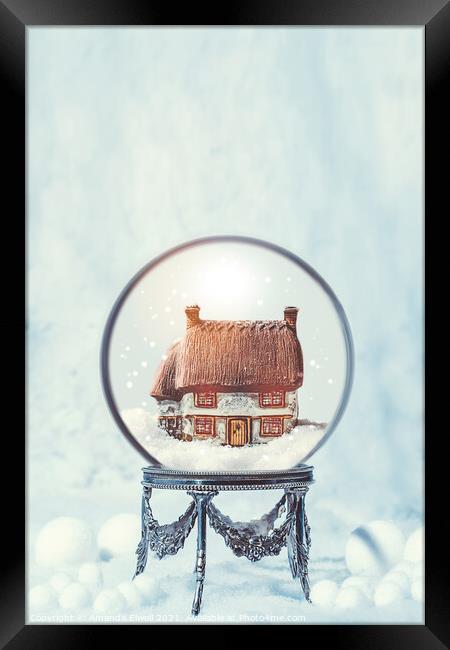 Winter Snow Globe Framed Print by Amanda Elwell