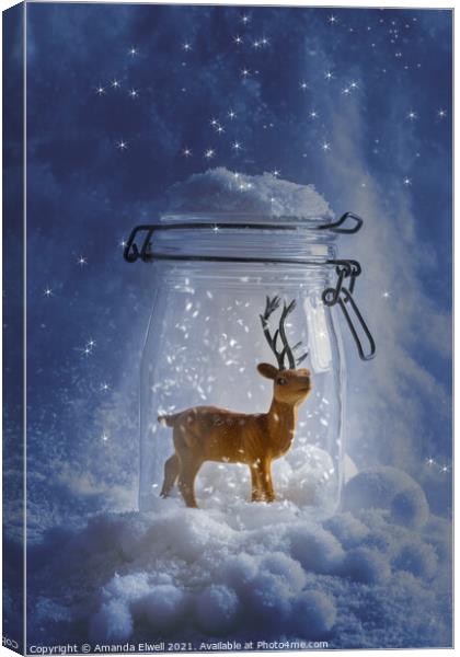 Reindeer Snowglobe Canvas Print by Amanda Elwell