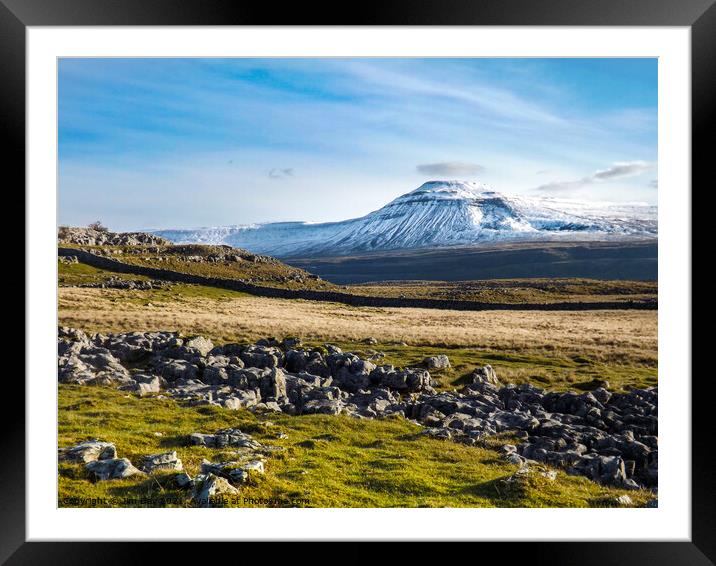Snow Capped Ingleborough  Framed Mounted Print by Jim Day